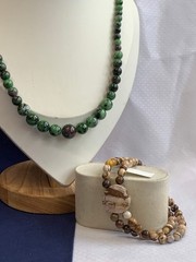 Vtg Semi Precious Stone Jewelry Lot Necklace Bracelet Multicolor Stones