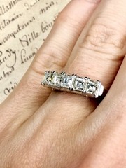 Vintage Art Deco 1.03 CTW Carré Cut Diamond Ring Platinum PT900