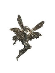 Vintage 925 Sterling Silver Fairy Brooch Pin Mythical Winged Woman Jewelry