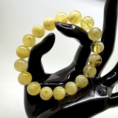 Unique honey Whole Stone natural Amber Bracelet 17 Beads 11.5mm 16.08g