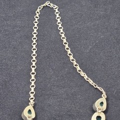 80.5g Sterling Silver 925 Green Chalcedony Statement Necklace Pear Oval Cobochon
