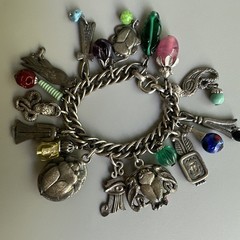 Napier Multi Charms Silver Chain Bracelet 7in. Massive! Charms 1.5in