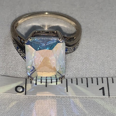 Vintage Gold Over Sterling Mercury Mist Topaz? Ring with Blue Accent Stones