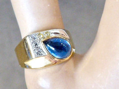 70’S NEW OLD STOCK 10K YELLOW GOLD FILLED SIMULATED BLUE SAPPHIRE RING SIZE 10