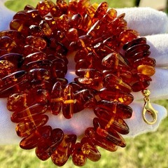 Vintage Natural Baltic Amber Necklace 18,5″ Polished Cognac Nugget Beads
