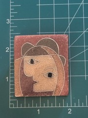 Vintage Cubist Modernist Face Brooch Abstract Geometric Portrait Pin