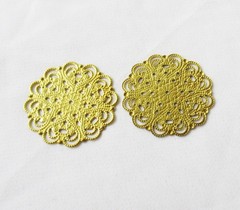 50pcs Round Brass Stamping 31mm Flower Filigree Finding DIY Crafts