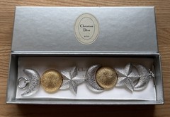 Vtg 1980s Christian Dior Celestial Sun Moon Stars Puffy Bracelet New In Box NM