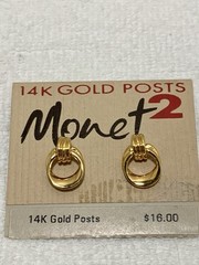 Very Pretty Monet 2 Gold Tone Small Hoops Pierced Earrings