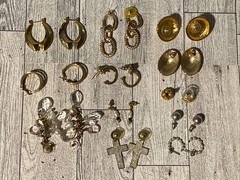 Vintage 1980s 2000s Lot Gold Tone Pierced Earrings Faux Pearl Love Knot