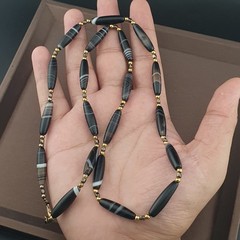 Vintage Tiny Sulaimani Natural Eyes Agate Beads Necklace 24in 6.2–24.2mm