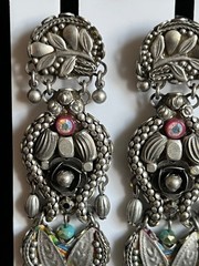 Vtg Ayala Bar Silver Tone Post Chandelier Drop Earrings 3″ Boho Artisan Israeli
