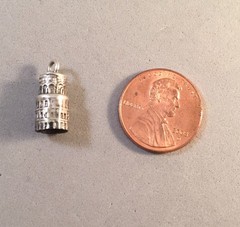VINTAGE Silver Leaning Tower of Pisa CHARM Italy Estate VT30G