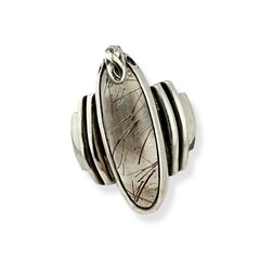 Vintage Sterling Silver & Rutilated Clear Quartz Ring – JM, 1994 Size 9.75