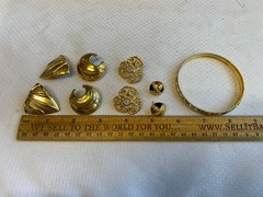 Vtg Costume Jewelry Lot Enamel Tiger’s Eye Faux Amber / Onyx / Gemstones