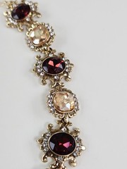 Simulated Chocolate Garnet & Aurora Borealis Rhinestone Choker Necklace 17″