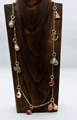 Joan Rivers Red Cross Heart Elephant Swan Basket Connect Necklace 14 Charms