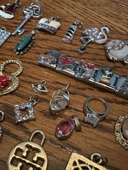 Vintage To Modern 40 Charms Lot Enamel Rhinestones Cameos Hearts Ace Flamingo