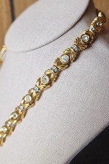 Signed Swarovski Crystal Tear Drop Pendant Gold Necklace Statement Runway VTG