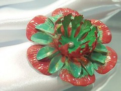 Smaller Bright Pink Lime Green Enamel 3D Eye-Catching Vintage 70’s Brooch 836my1