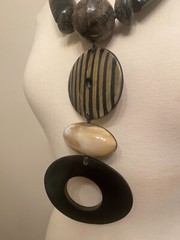 Fabulous Black & Brown Buffalo Horn Statement Designer Necklace