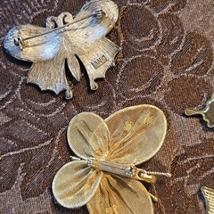 Vintage BUTTERFLY Pins Lot Of 8 AAI, D’ovlan, Damascene Enamel, Mesh