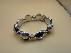Antonio Pineda 970 Silver Black Onyx Modernist Bracelet Taxco – Eagle 21 – 74.8g
