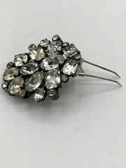 Vintage EISENBERG ORIGINAL Clear Rhinestone FUR CLIP SIGNED Pre WW2 Era