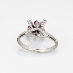 Diamond Ruby Star Ring Vintage 18k White Gold Estate Fine Cocktail Jewelry 6.25