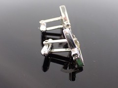 Vintage Swank Signed Geometric Triangle Cufflinks Silver Tone Mid Century