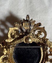 Vintage Art Deco Gold Tone Black Rhinestone Tassel Mourning Brooch Signed LJM