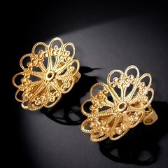 Vintage Clip On Earring Findings Brass Filigree Lot 10 NOS 24mm Guyot Brothers