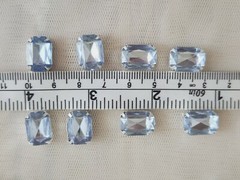 SQUARE SHAPED AB CRYSTAL RHINESTONE with metal Clip LIGHT BLUE 10mm X 13 mm