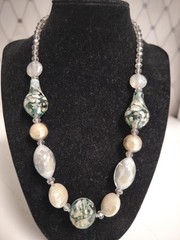 Vintage Murano Venetian Glass Beaded Necklace 17.5” Italy