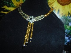 Art Deco Style LaVintage Necklace Faceted Glass Crystals Brass-tone Magnificent