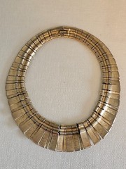 Vtg Les Bernard Gold Tone Jeweled Egyptian Revival Collar Necklace + Earrings