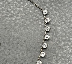 Vintage Art Deco Sterling Silver Open Back Crystal Choker Necklace Dangle 16”