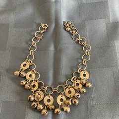Silver Ball charm Chain Bracelet Spring Ring Clasp 8 Inches