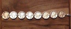 MERCURY DIME Coin Jewelry BRACELET 10.5” 90% Silver With .925 Links!