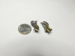 Mixed Metals Ribbon Clip On Earrings Vintage