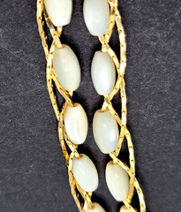 Choker Polished Rice Pearl Gold Tone Braided Chain Pearl Necklace Korea 16 Inch