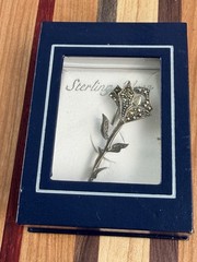 Vintage 925 Sterling Silver Stick Pin Flower Beautiful!