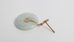 10k Yellow Gold JADE Earrings “Lucky” Asian Symbol, 4.7g – 18mm