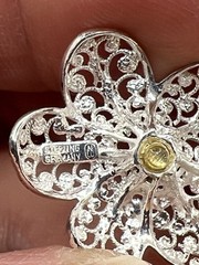 Willi Nonnenmann 1950’s Sterling Silver Filigree 24mm Plumeria Clip-On Earrings