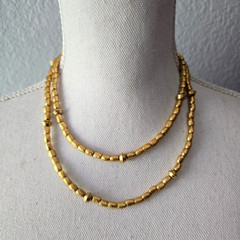 Vintage Liz Claiborne Gold Brushed Beads Etruscan Style Necklace 36″L