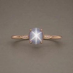 Natural Star Sapphire Ring 925 Sterling Silver Oval Cabochon Minimalist Handmade