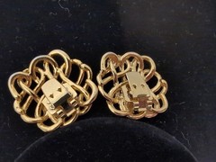 Vintage Bluette Made in France Gold Tone Swirling Clip Earrings