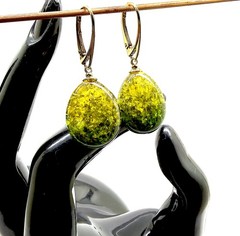 Unique green Treated Amber Earrings 4.76g