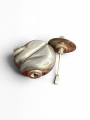 Vintage Mexico Silver Plate Figural Perfume Holder Brooch Sleeping Peon Sombrero