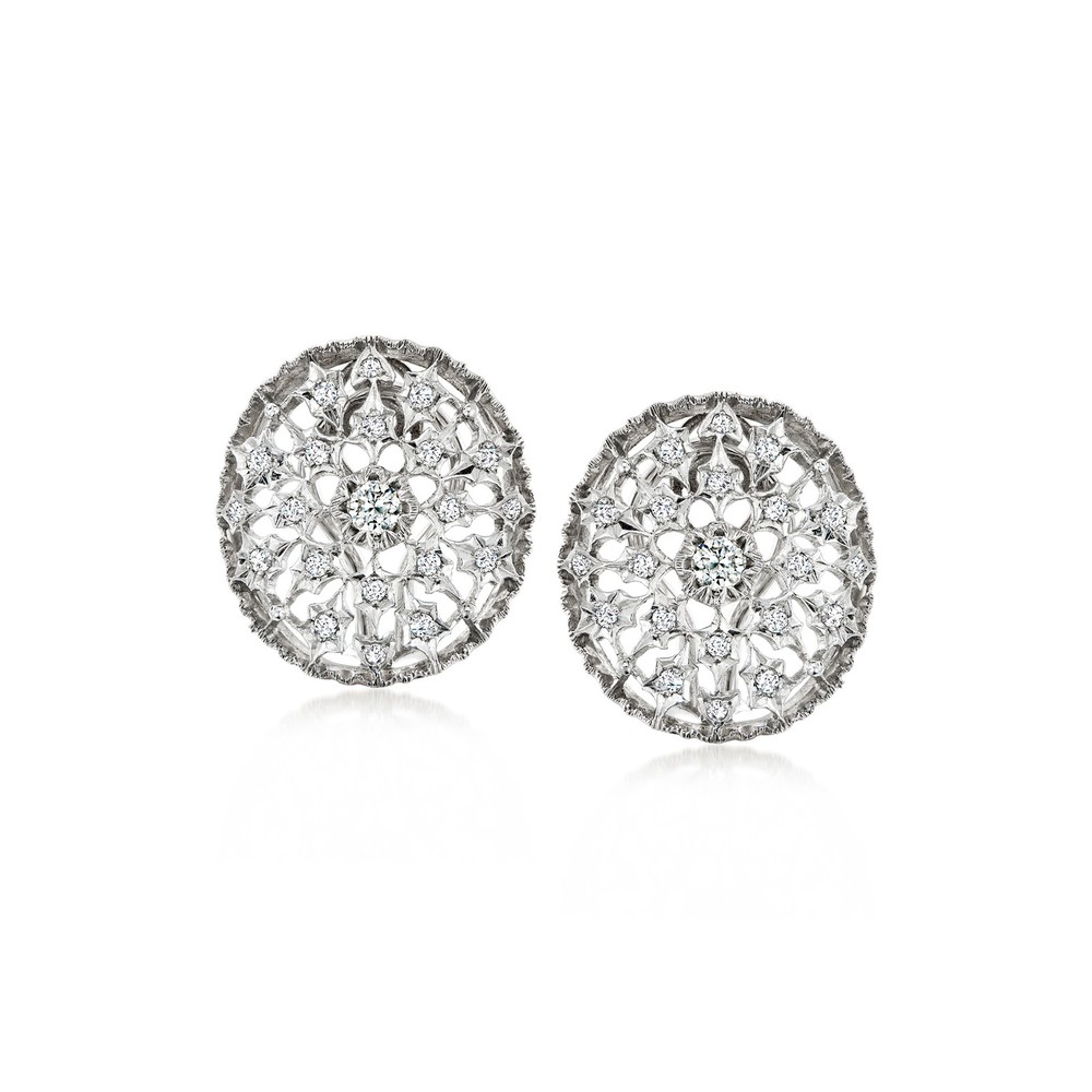 Vintage 1.00 ct. t.w. Diamond Openwork Earrings in 18kt White Gold